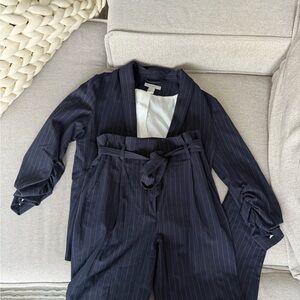 H&M Dark Blue Pinstripe Pantsuit